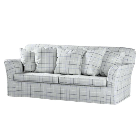 Pokrowiec na sofę Tomelilla 3-osobową rozkładaną, Edinburgh, błękitno-szara krata, 197x95x75 cm Dekoria