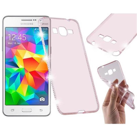 Pokrowiec Ochronny Do Samsung Galaxy GRAND PRIME w PRZEZROCZYSTY RÓŻOWY Etui Rhinestone Obudowa Case Cover Cadorabo Cadorabo