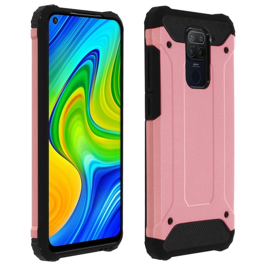 Pokrowiec Ochronny Xiaomi Redmi Note 9 Design Relief Bi-Material Shockproof Różowy Avizar