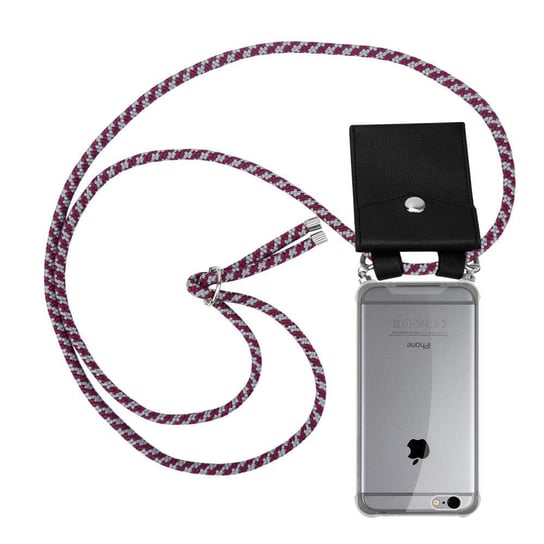 Pokrowiec z łańcuszkiem Do Apple iPhone 6 / 6S w CZERWONO BIAŁY Etui Obudowa Case Cover Ochronny Cadorabo Cadorabo