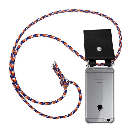 Pokrowiec z łańcuszkiem Do Apple iPhone 6 / 6S w POMARAŃCZOWO NIEBIESKO BIAŁY Etui Obudowa Case Cover Ochronny Cadorabo Cadorabo