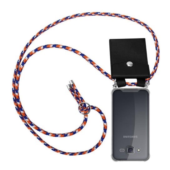 Pokrowiec z łańcuszkiem Do Samsung Galaxy J5 2015 w POMARAŃCZOWO NIEBIESKO BIAŁY Etui Obudowa Case Cover Ochronny Cadorabo Cadorabo