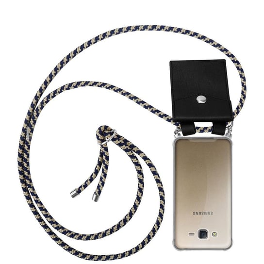 Pokrowiec z łańcuszkiem Do Samsung Galaxy J7 2015 w CIEMNO NIEBIESKO ŻÓŁTY Etui Obudowa Case Cover Ochronny Cadorabo Cadorabo