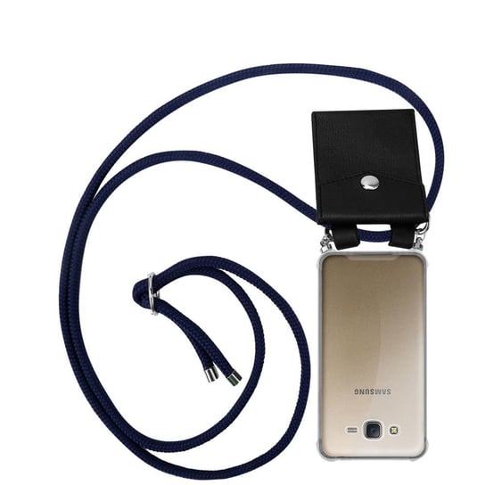 Pokrowiec z łańcuszkiem Do Samsung Galaxy J7 2015 w GŁĘBOKI BŁĘKIT Etui Obudowa Case Cover Ochronny Cadorabo Cadorabo
