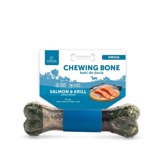 Pokusa Chewing bone OMEGA 17cm kość do żucia z dodatkiem łososia POKUSA FOR HEALTH