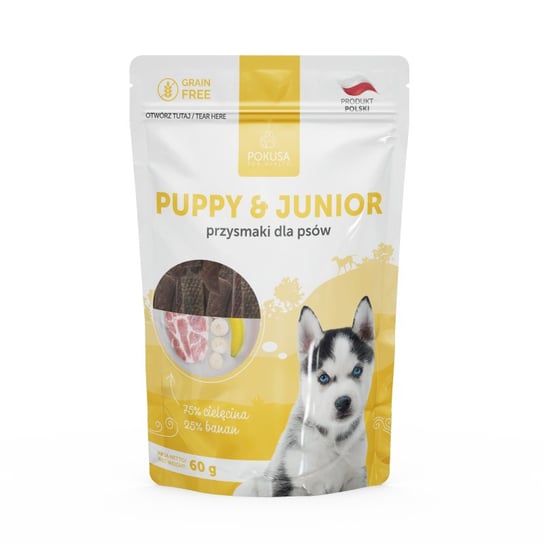Pokusa Naturalny przysmak Junior&Puppy Cielęcina i banan dla psów 60g POKUSA FOR HEALTH