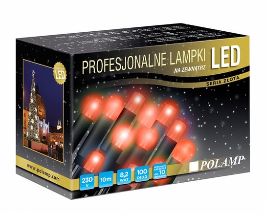 Polamp sp. z o.o., Lampki choinkowe, 100 diod LED, 10 m, 3,3 W, barwa czerwona Polamp