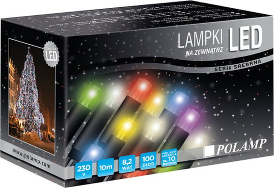 Polamp sp. z o.o., Lampki choinkowe,  100 diod LED, 10 m, 3,3 W, barwa różnokolorowa Polamp