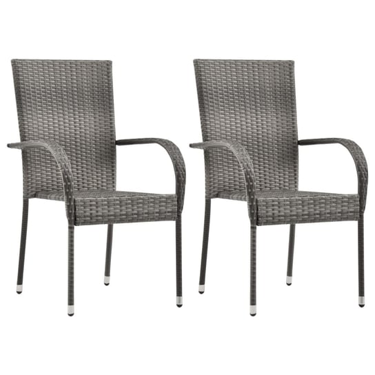 Polirattanowe krzesła stołowe - szare, 55,5 x 53,5 Inna marka