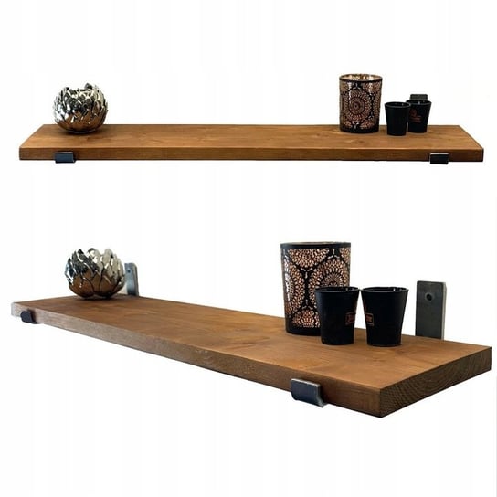 Półka drewniana do salonu kuchni RUSTIC PINE 100cm + WSPORNIKI UP Miduz