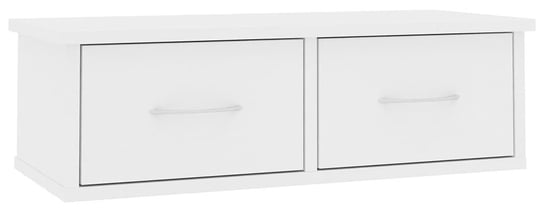 Półka ścienna z szufladami Toss 2X - biała 18,5x60x26 Elior