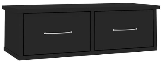 Półka ścienna z szufladami Toss 2X - czarny połysk 18,5x60x26 Elior