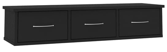 Półka ścienna z szufladami Toss - czarna 18,5x90x26 Elior