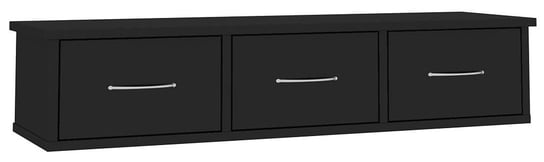 Półka ścienna z szufladami Toss - czarny połysk 18,5x90x26 Elior