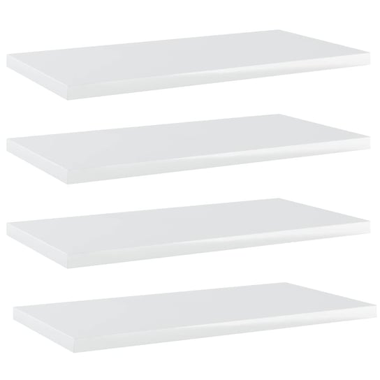 Półki na książki, 4 szt., wysoki połysk, białe, 40x20x1,5 cm vidaXL