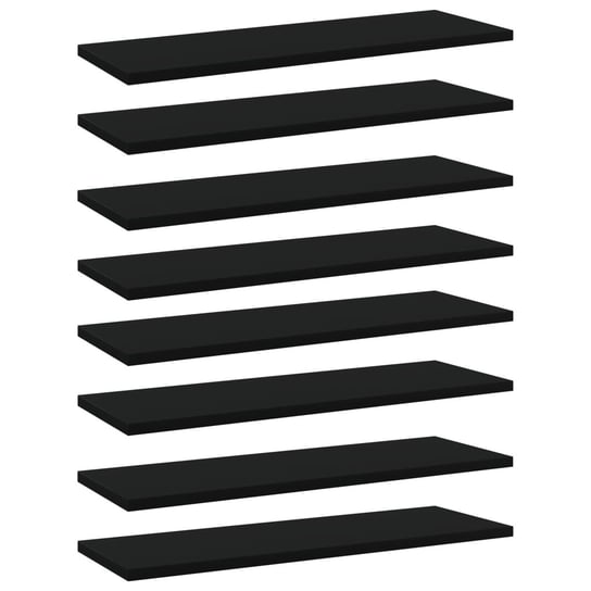 Półki na książki, 8 szt., czarne, 60x20x1,5 cm, płyta wiórowa vidaXL