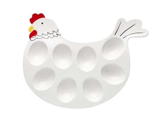 Półmisek talerz porcelanowy do jajek kolorowa kurka Florina