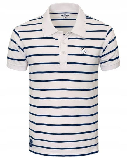 POLO Koszulka Męska Gruba Bawełna BIAŁA w Paski ANTHEM Pako Jeans Pako Jeans