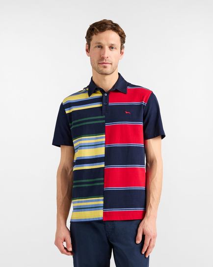 polo patchwork righe męskie niebieski Inna marka