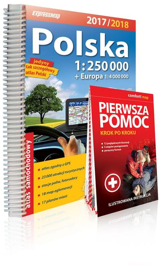 Polska. Atlas samochodowy 1:250 000 + Pierwsza pomoc Opracowanie zbiorowe