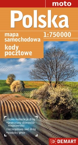 Polska. Kody pocztowe. Mapa drogowo-administracyjna 1:750 000 Wydawnictwo Demart