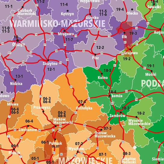 Polska. Kody pocztowe. Mapa ścienna Opracowanie zbiorowe