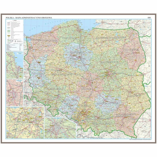 Polska mapa ścienna administracyjno-drogowa na podkładzie do wpinania - pinboard, 1:700 000, ArtGlob Artglob