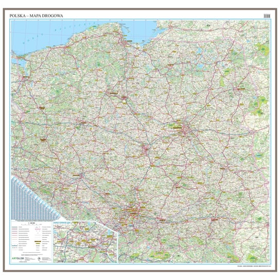 Polska mapa ścienna drogowa do wpinania - pinboard, 1:350 000, ArtGlob Artglob