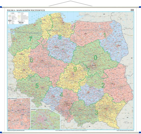 Polska mapa ścienna kody pocztowe 1:350 000, ArtGlob Artglob