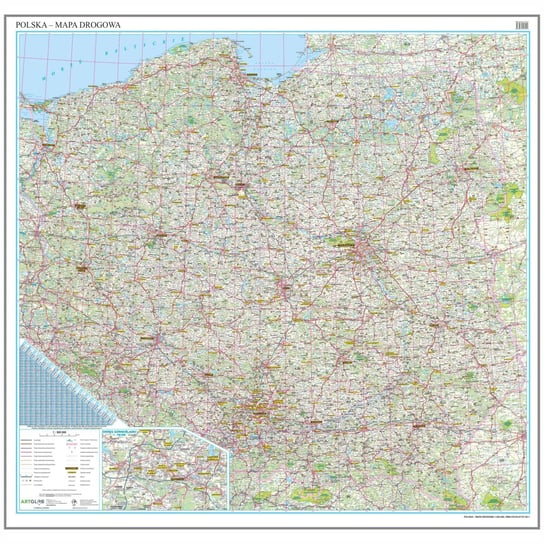 Polska mapa ścienna samochodowa do wpinania - pinboard, 1:500 000, ArtGlob Artglob