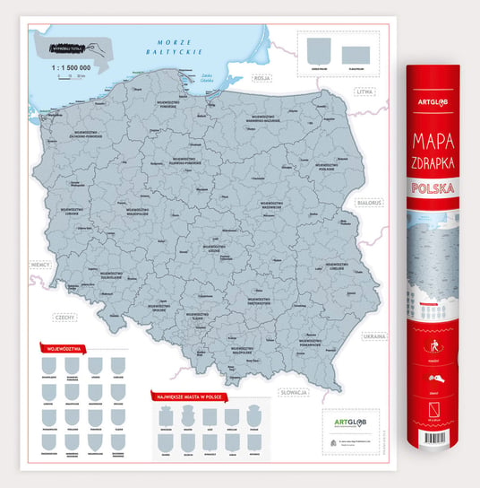 Polska mapa zdrapka, 1:1 500 000, ArtGlob Artglob