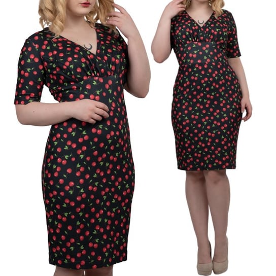 POLSKA Ołówkowa sukienka w wisienki cherry pin up Wonderlandia