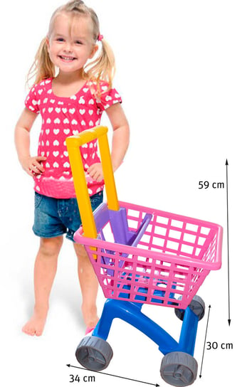 Polski Duży Wózek Sklepowy, Marketowy Dla Dzieci, Różowy ERS - zabawki