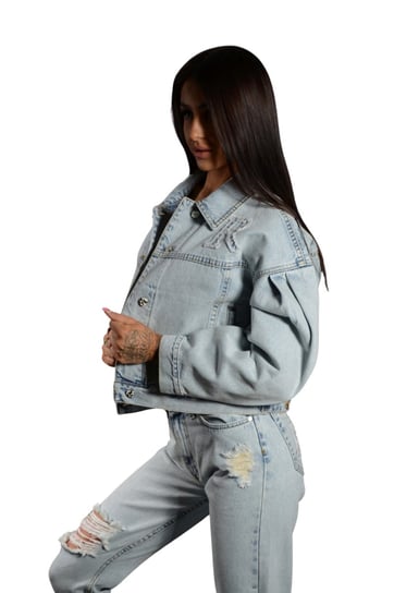 POLSKI PRODUCENT 100% BAWEŁNA kurtka jeansowa OVERSIZE rozmiar S/M szerokie rękawy /ARISTO JEANS Inna marka