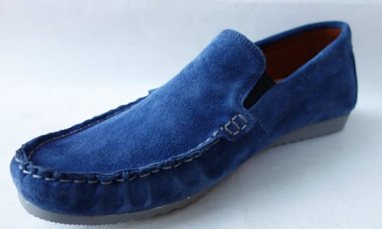 . POLSKIE skórzane PÓŁBUTY MĘSKIE niebieskie 42 Polskie buty