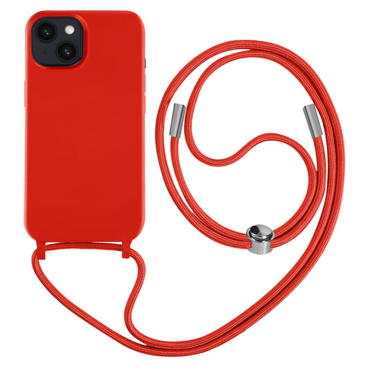 Półsztywne etui do iPhone'a 14 Plus ze smyczą o długości 80 cm, czerwone Avizar