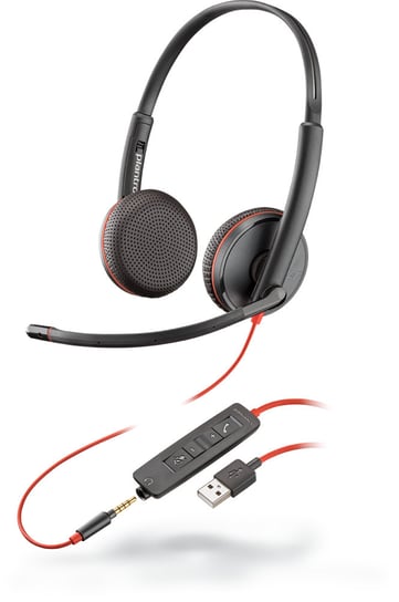 POLY Blackwire C3225 Zestaw słuchawkowy Opaska na głowę Złącze 3,5 mm USB Typu-A Czarny Plantronics