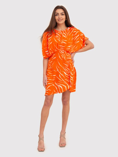 Pomarańczowa sukienka mini z krótkim rękawem DA1724 BLOOD ORANGE Ax Paris