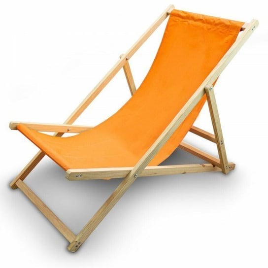 Pomarańczowy Drewniany Składany Leżak Do Ogrodu Na Plażę Regulowany BITUXX