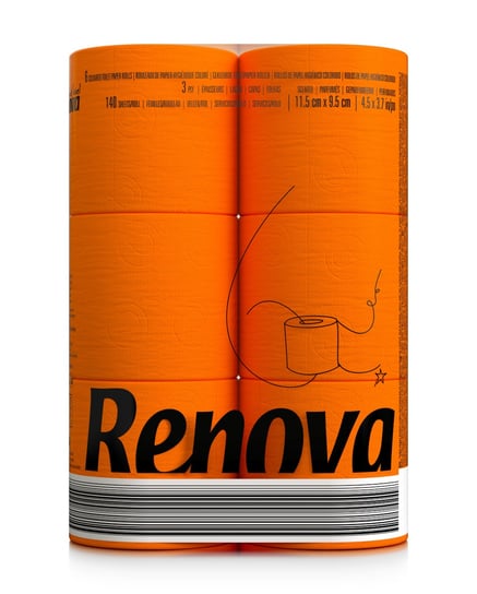 Pomarańczowy papier toaletowy Renova 6 szt Renova