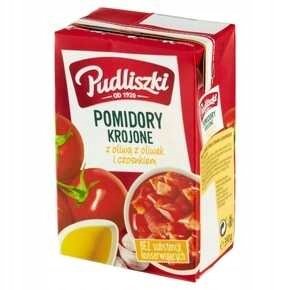 Pomidory Pudliszki Krojone Oliwka-Czosnek 390 G Pudliszki