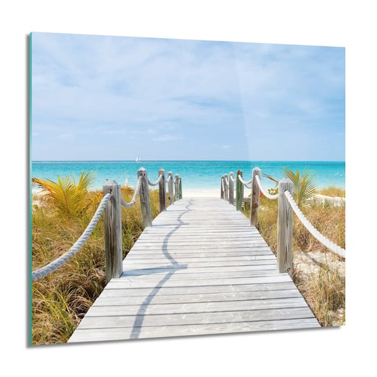 Pomost plaża morze foto na szkle ścienne, 60x60 cm ArtPrintCave