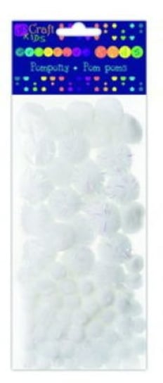 Pompony akryl/opal mix białe (85 szt.) KSPO-008 Dalprint dpCraft