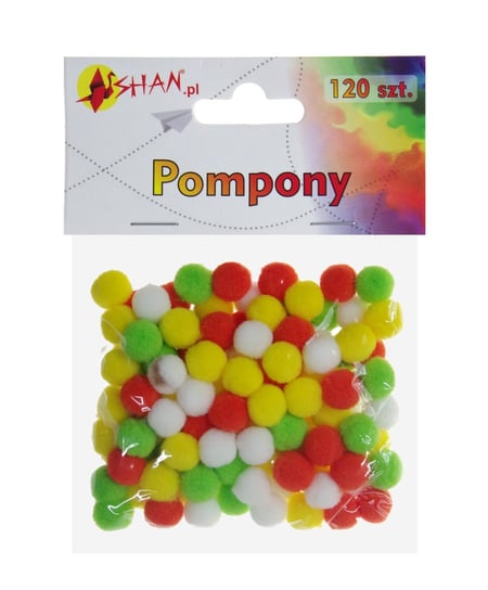 Pompony kolorowe mix 120 szt 1 cm Shan SP06 Shan