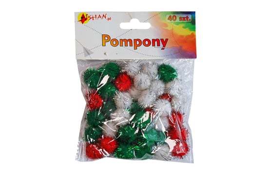Pompony kolorowe mix świąteczny 40 szt Shan SP20 Shan
