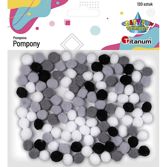 POMPONY POLIESTROWE 10MM TONACJA SZARA 120 SZT. TITANUM CRAFT-FUN SERIES HASTA