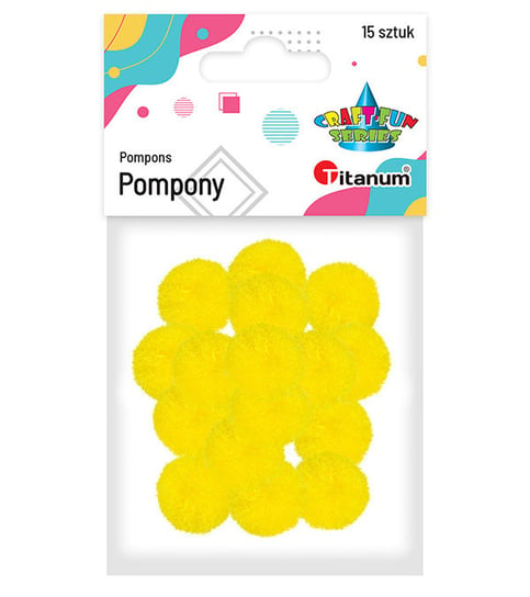 POMPONY POLIESTROWE 18MM ŻÓŁTE 15SZT. TITANUM CRAFT-FUN SERIES HASTA