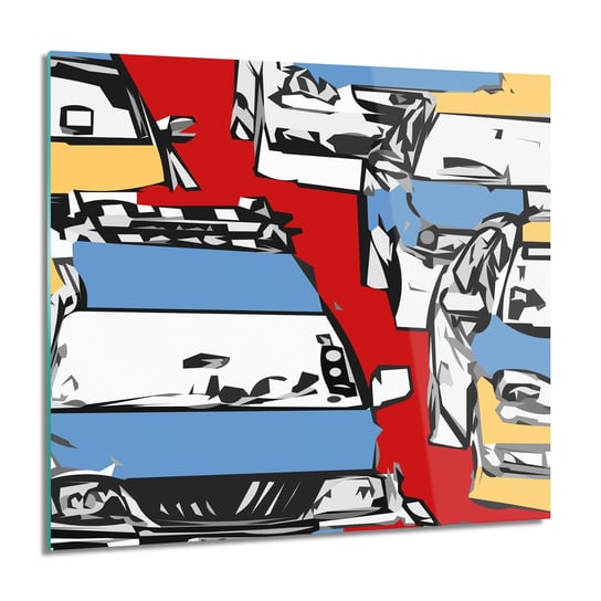 Pop art auta korek foto szklane na ścianę, 60x60 cm ArtPrintCave