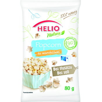 Popcorn do mikrofalówki bez dodatku tłuszczu i soli HELIO Natura 80 g Helio