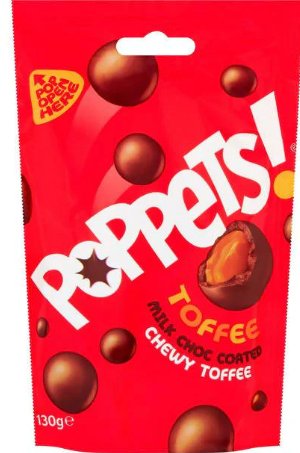 Poppets- Toffee milk chocolate coated chewy  Czekoladowe kulki z toffi 130g Inna marka
